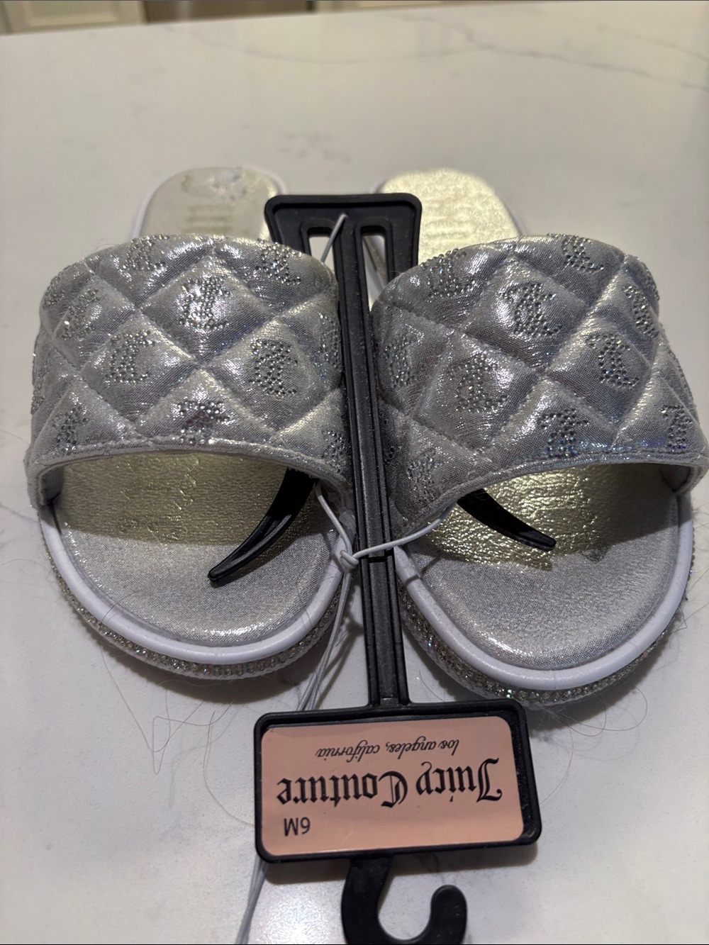 Juicy Couture Silver Quilted Slide Sandals for Woman - Picture 4 of 7